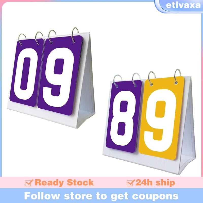 [Etivaxa] Sports Scoreboard Score Counter 2 หลัก Manual Score Flip Cards Score