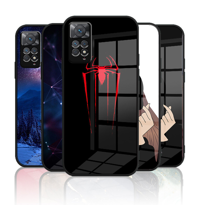 เคสกระจก Xiaomi redmi note 11 pro 4g / redmi note 11 pro 5g เคสกระจกนิรภัยฮาร์ดฝาหลังขอบซิลิคอนอ่อน