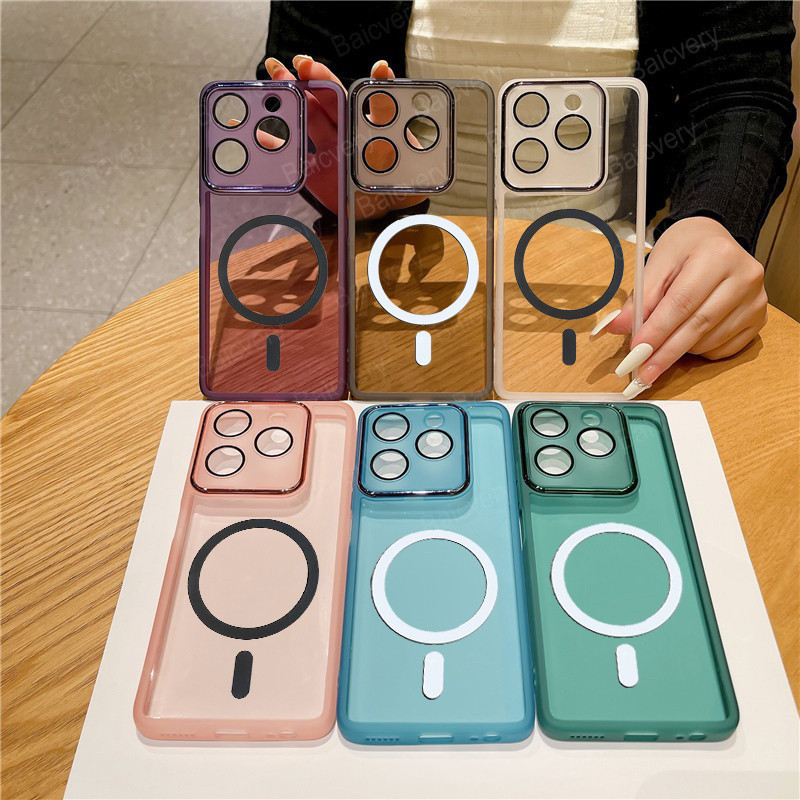 Oppo Realme C63 / Realme C61 เลนส์กล้องปกป้องปลอกเคสโทรศัพท์ฝาครอบกันชนรองรับสติกเกอร์ชาร์จไร้สายแม่เหล็ก