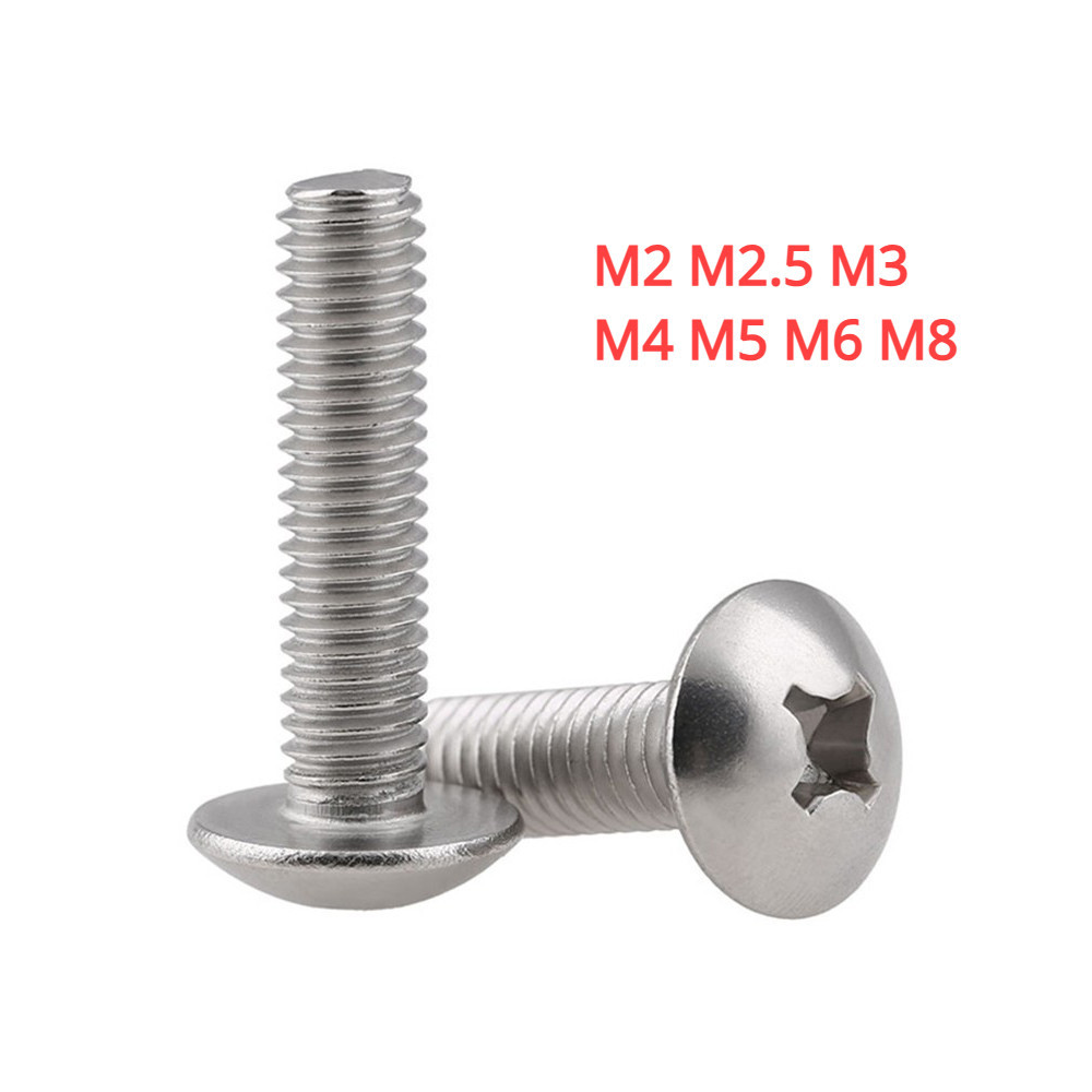 [Yhm1]น็อต สกรู หัวร่ม หัวกระทะ แฉก T+ สแตนเลส 304 เกลียวมิล M2M2.5M3M4M5M6M8 / Truss Head Phillip Machine Screw SUS304