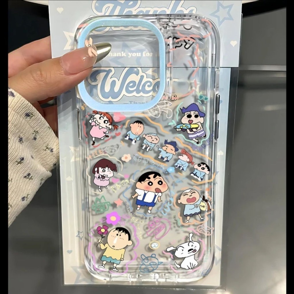 {KK Store } Simple Notebook Shin-Chan Pattern เคสโทรศัพท ์ ซิลิโคนใสเหมาะสําหรับ iPhone x/xs/xr/xsmax/7/8plus/11Promax/12/13/14Promax/15 เคสป ้ องกันแบบรวมทุกอย ่ างกันกระแทก