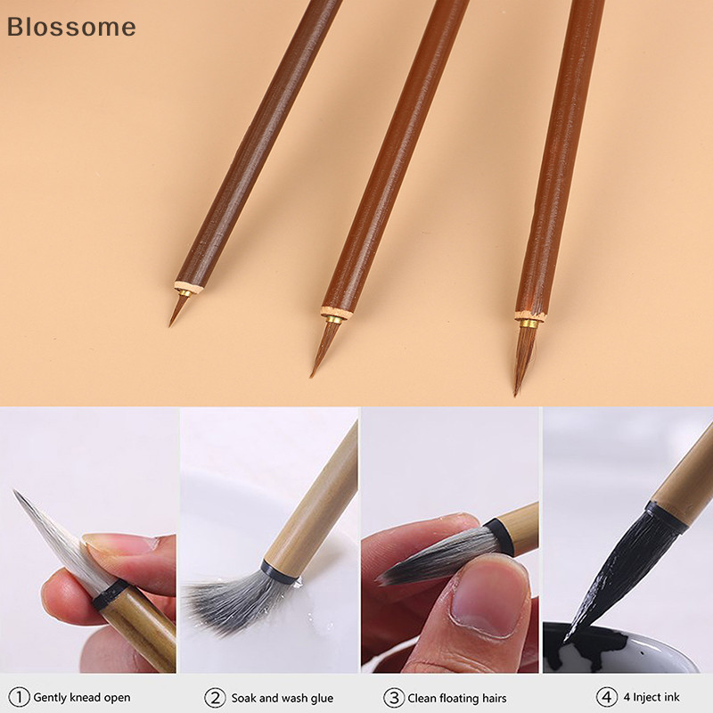 Blossome Wolves แปรงผมปากกา Hook Line แปรงทาสีจีนแปรงการประดิษฐ ์ ตัวอักษร Art Oil Paing แปรงวาดภาพใหม ่
