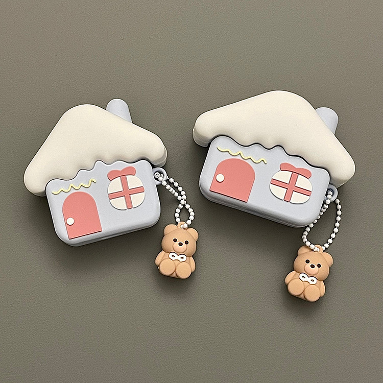 For Huawei FreeClip Case Cute Huawei FreeBuds 6i Silicone Soft Case House Cartoon Bear Pendant Huawei FreeBuds Pro4/Pro3/Pro2 Shockproof Shell FreeBuds 5 / 5i Protective Cover