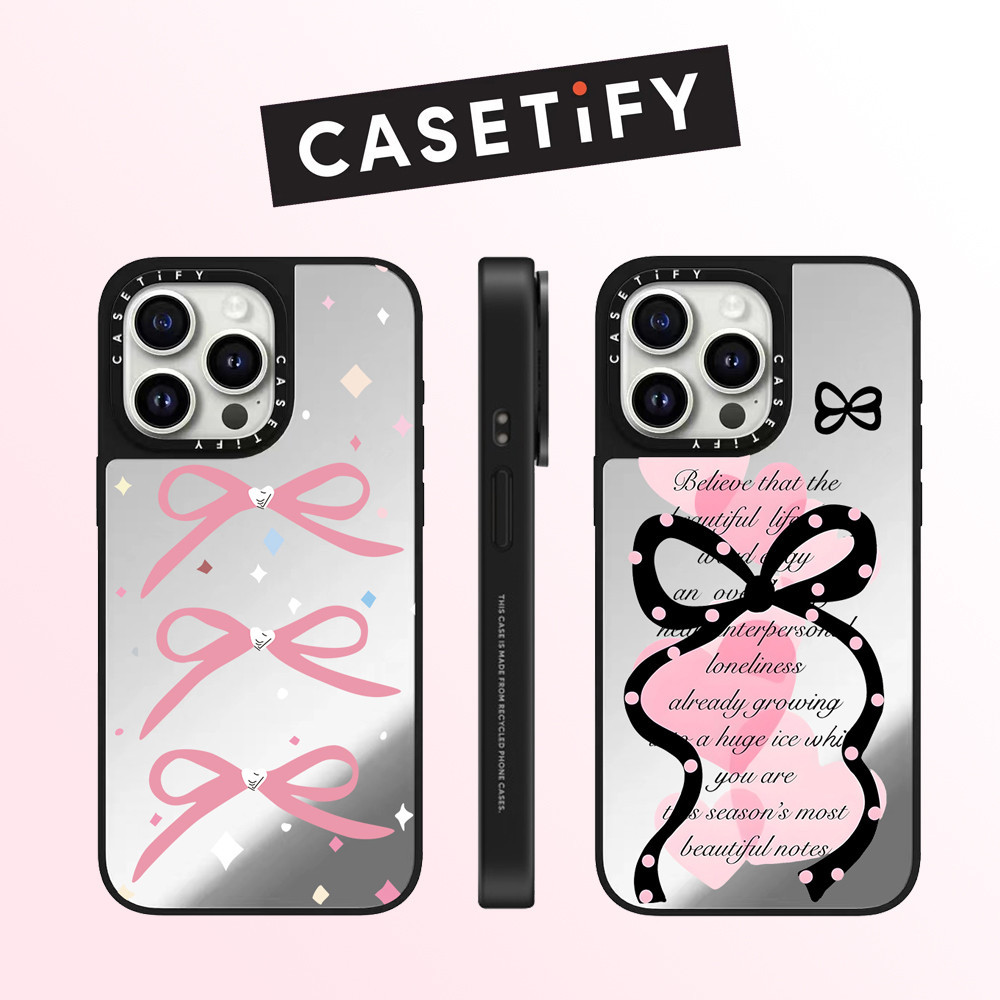 Drop proof CASETIFY เคสโทรศัพท์สําหรับ iPhone 15 Plus 15Pro 15promax 14pro 14promax 13promax พิมพ์ด้านข้างเคสแข็ง Bowknot 12 12promax กรณี iPhone 11 กรณีแกะสลักคุณภาพสูง