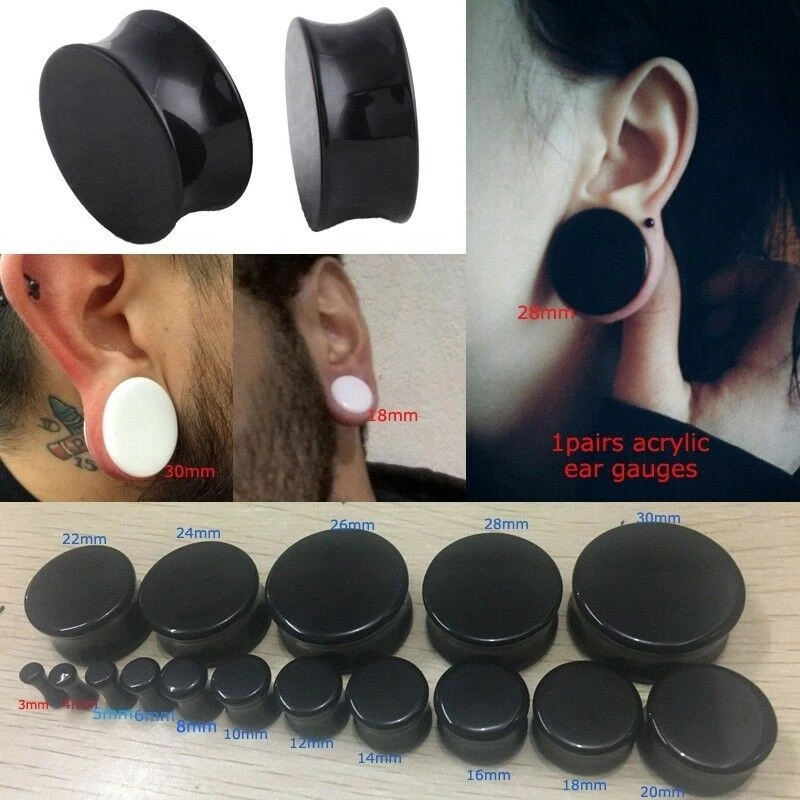 1 คู่อานอะคริลิคหูปลั๊ก Double Flared ต่างหูวัด Unisex