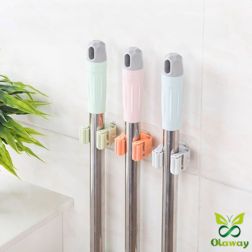 Olaw ที่เก็บไม้กวาด ที่เก็บไม้ถูพื้น ตะขอเก็บไม้ถูพื้น mop ชั้นวางห้องน้ำถ้วยดูด ตะขอเก็บไม้กวาด ตะขอติดผนัง แร็คจัดเก็บ