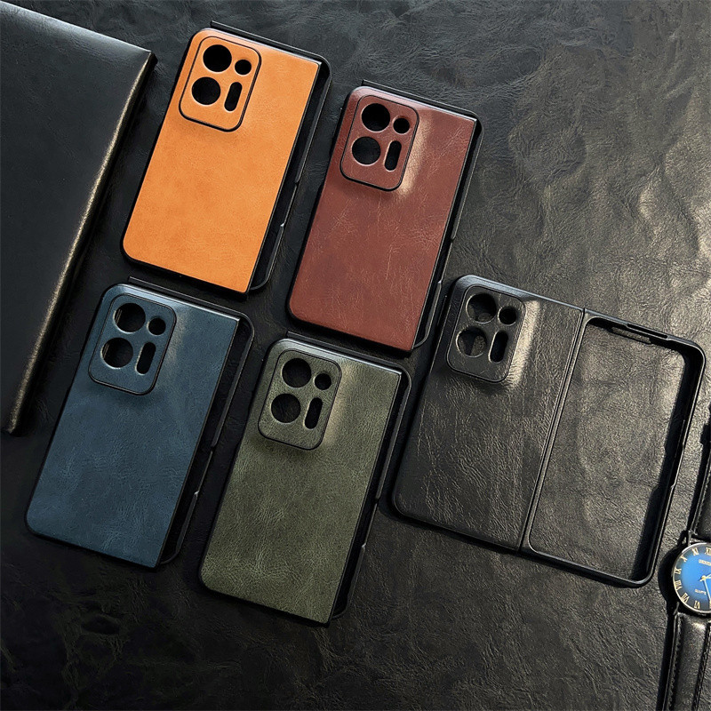 OPPO Find N2 คุณภาพสูงรูปแบบผิวม้าบ้าเคสโทรศัพท์พับป้องกันการตกฝาครอบป้องกัน