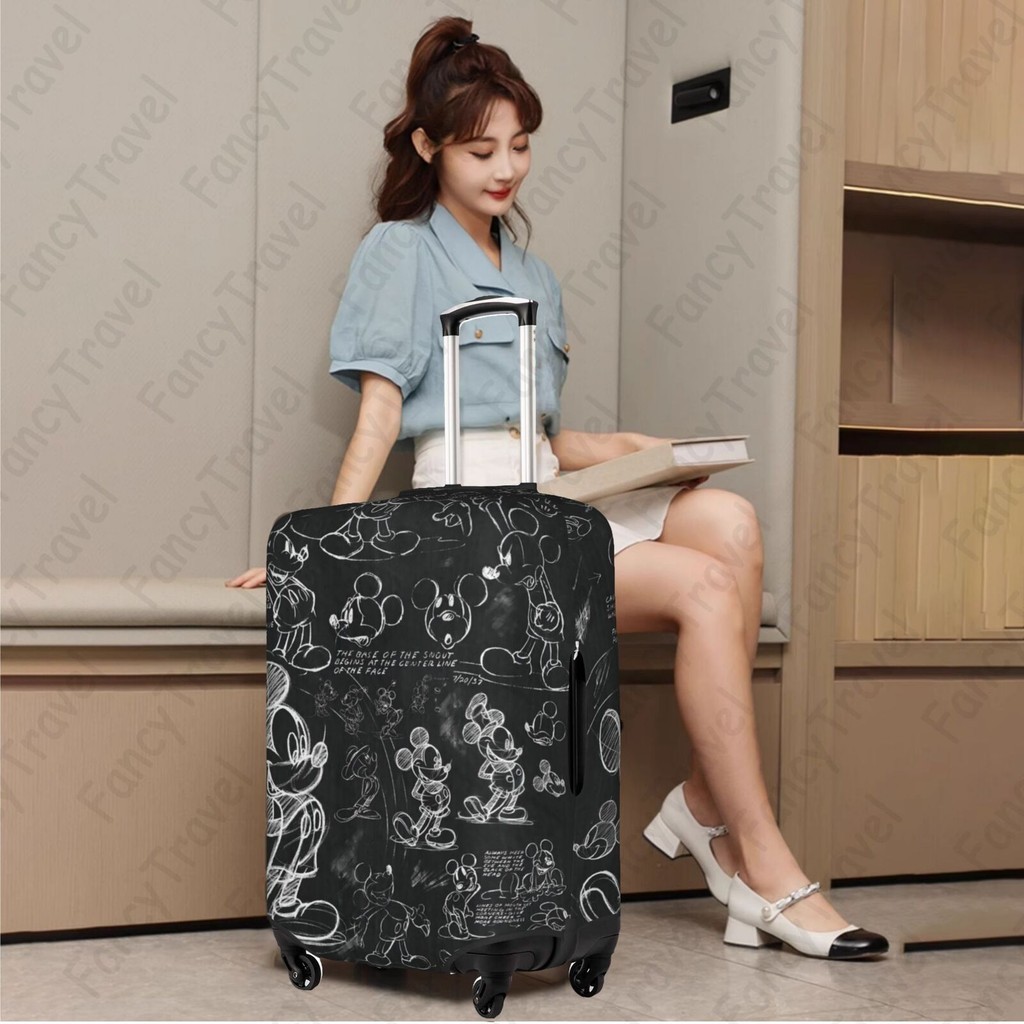 Fancytravel Mickey Mouse ผ้าคลุมกระเป๋าเดินทาง กระเป๋าเดินทาง ผ้ายึดได้เยอะ กันฝุ่น กันรอย สวมใส่ได้ ข้น 18/20/22/24/26/28/32นิ้ว