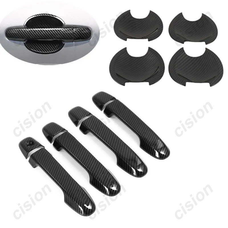 4/8/12 ชิ้นคาร์บอนไฟเบอร์สไตล์ภายนอกรถประตูจับชาม Bezel กรอบแผง Trim ABS สติกเกอร์อุปกรณ์เสริมสําหรับ Toyota Camry XV50 ACV50 2012 2013 2014 2015 2016 2017