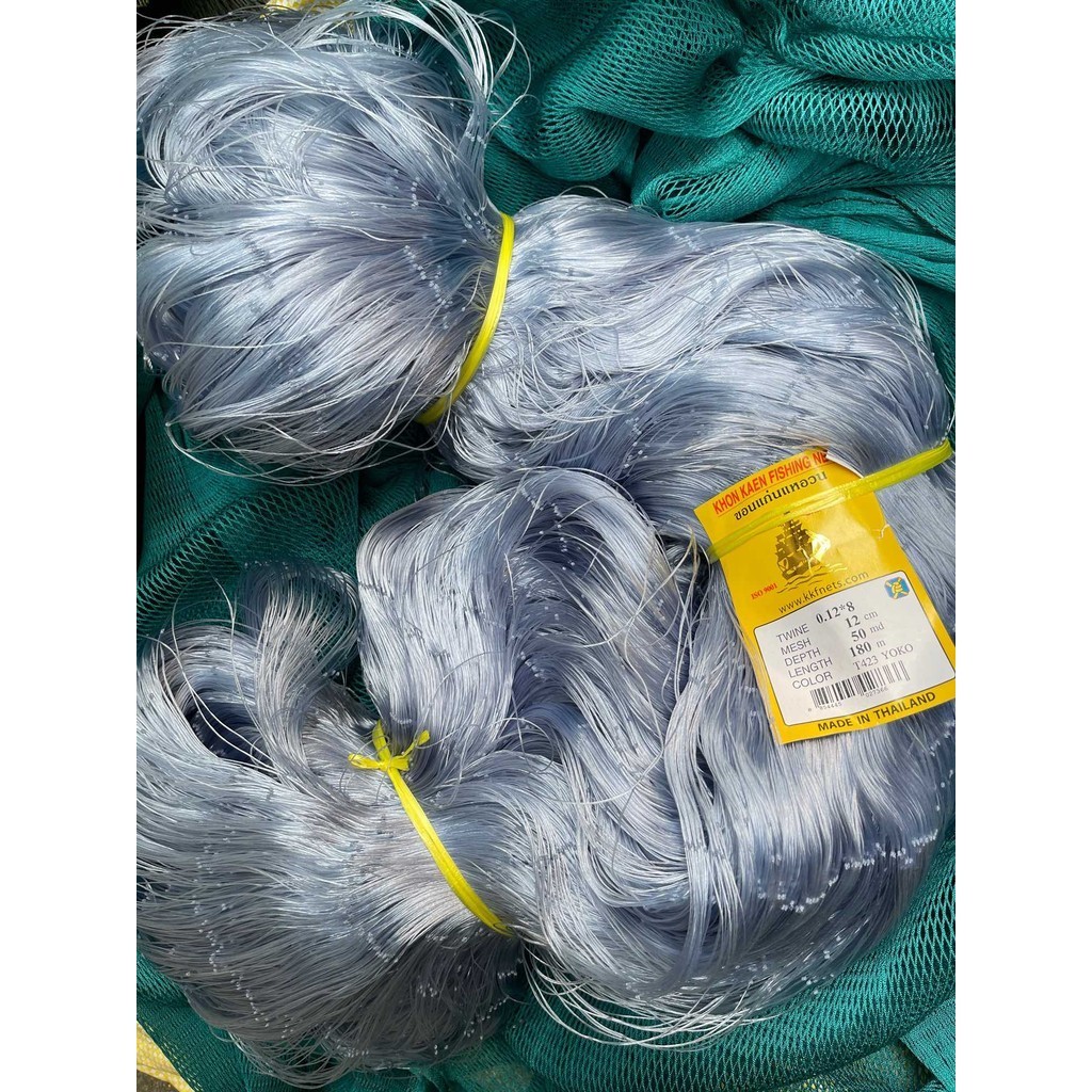 ข่ายเอ็นเกลียว (2เซน-24เซน)ลึก30/50ตา ยาว180เมตร(เนื้อเปล่า) สินค้าเกรดเอ เกลียว (0.12*8เส้น/0.20*6เส้น)