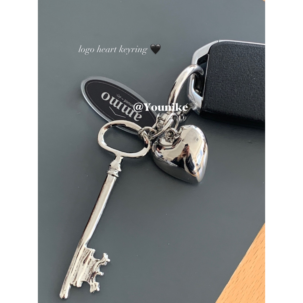 Instagram สไตล์โลหะ Silver Love Key แขวนพวงกุญแจเครื่องประดับคู่ Retro Art กระเป๋าอุปกรณ์เสริม
