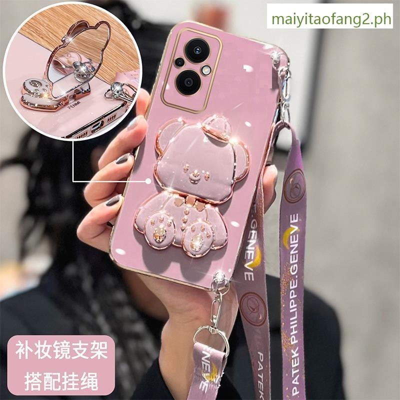 ปลอก OPPO Reno 7Z 5G RENO 7 Z 5G Reno7 Z 5gphone case Electroplating Curtain Bear Holder Soft Case พ