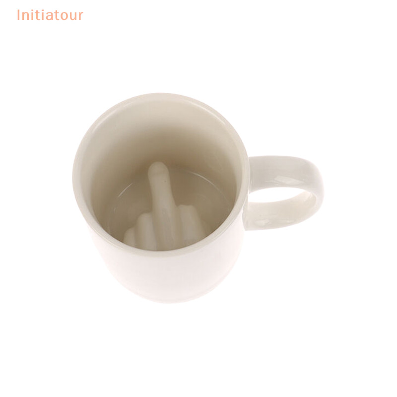 [Initiatour] 300ml Creative Design สีขาวกลางแก้วนิ้วมือสไตล์แปลกใหม่ผสมกาแฟนมถ้วยตลกแก้วเซรามิคแก้ว Drinkware สําหรับ Party