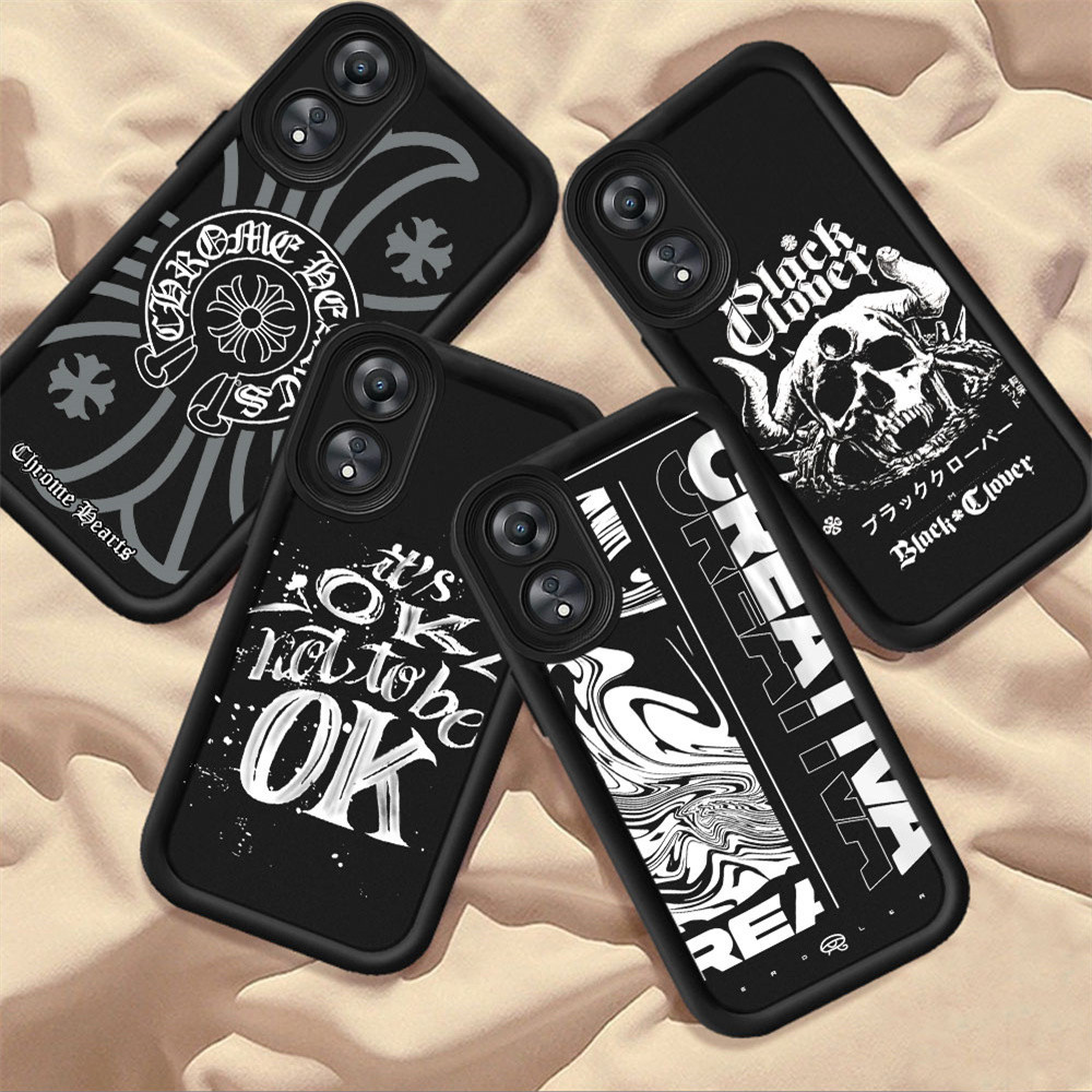 Oppo A60 A18 A38 A79 A78 A58 Reno 8T A57 2022 A17 A16 A16K A16E A15 A15S A54S A3S A5S A12E A12 F9 A31 A52 A53 A53 A92 A54S A53 A53 A52 A33S A92 A52 A53 กะโหลกศีรษะนุ่มตัวอักษร