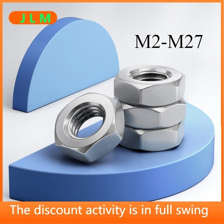 ((JLMP) สแตนเลส 304 Hex Thin Nut M2M2.5M3M4M5M6M8-M27 ด้ายละเอียดแบน Nut Nut