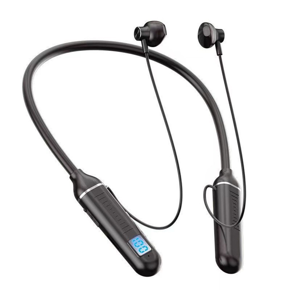 หูฟังแบบคล้องคอสําหรับเล่นกีฬาหูฟังบลูทูธสําหรับเล่นเกมจอแสดงผลแบตเตอรี่ LED ไมโครโฟนไร้สายสเตอริโอไ