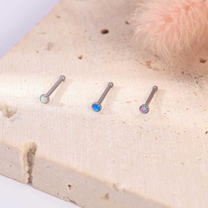 Jinjoo Set 3 ชิ้น 3 สี จิวจมูก Colored Opal Nose Stud ขนาด 0.8 mm. สแตนเลส รหัส N05 - รูปที่ 5