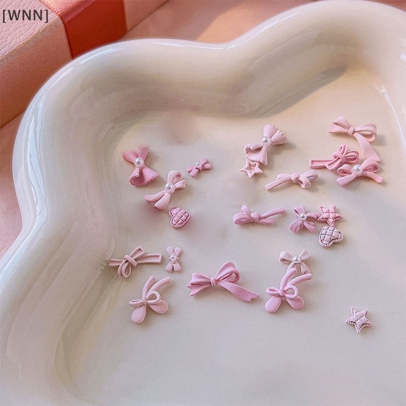 [WNN]คลังสินค้าพร้อม 10 ชิ้นยาวสีชมพูเรซิ่นโบว์เล็บ Charm 3D Kawaii Frosted Fairy เล็บโบว์ตกแต่งชิ้นส่วน DIY ออกแบบเล็บอุปกรณ์เสริม TH