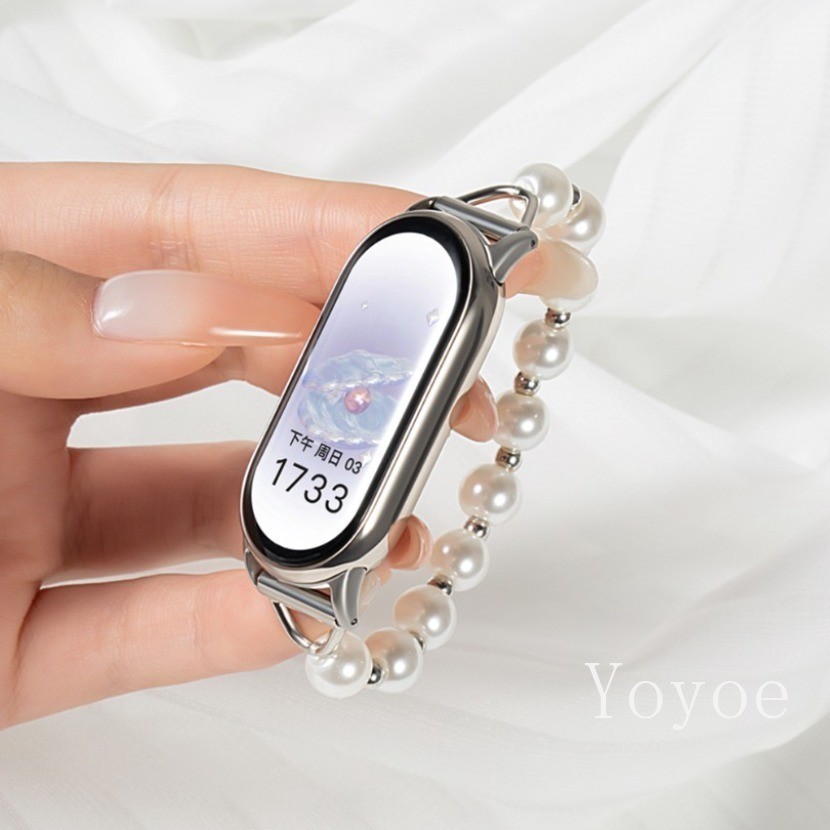 สายรัดสําหรับ เสี่ยวหมี่ ไมล์ วงดนตรี10 9 8 สายนาฬิกาหรูหรา อิน สร้อยข้อมือมุกสายรัดข้อมือ คอร์เรีย ยืดหยุ่นปรับผู้หญิงสายรัดข้อมือ