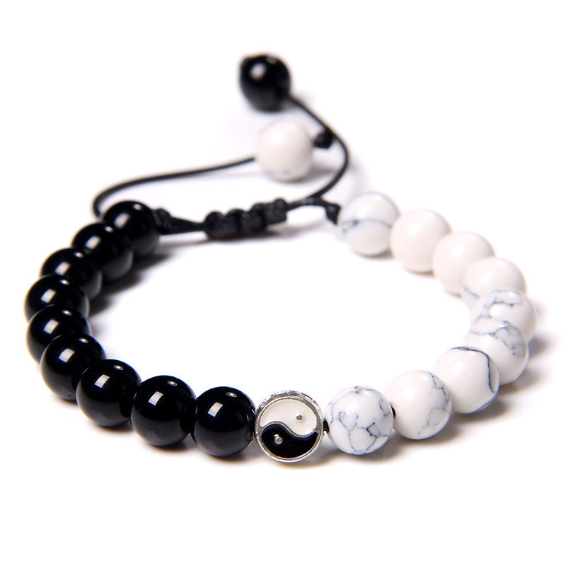 Tai Chi Yin Yang สร้อยข้อมือเชือก Amazon ขายร้อน retro turquoise ลูกปัดคู่ผู้ชายและผู้หญิงสร้อยข้อมือ