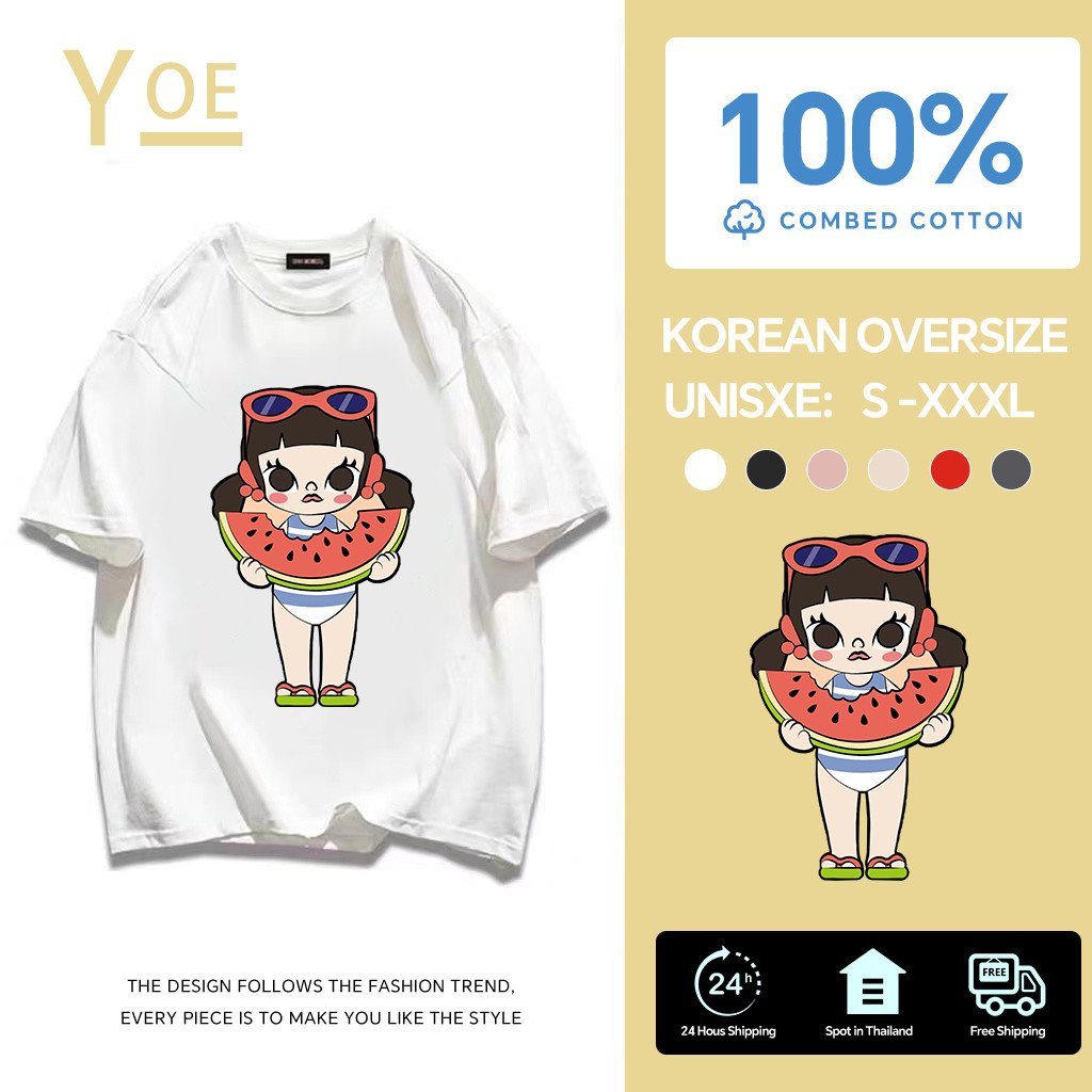YE(จัดส่งตลอด 24 ชั่วโมง)🔥molly,Printed T-shirt เสื้อยืดคอกลม เสื้อ over size ใส่สบาย