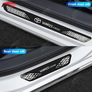 4pcs Toyota Yaris Cross รถสแตนเลสเกณฑ์แถบประตูรถ Sill โลหะยินดีต้อนรับ Pedal Auto ตกแต่งสติกเกอร์จัดแต่งทรงผมสําหรับ Yaris Cross AC200 GS HEV TRD GR กีฬา