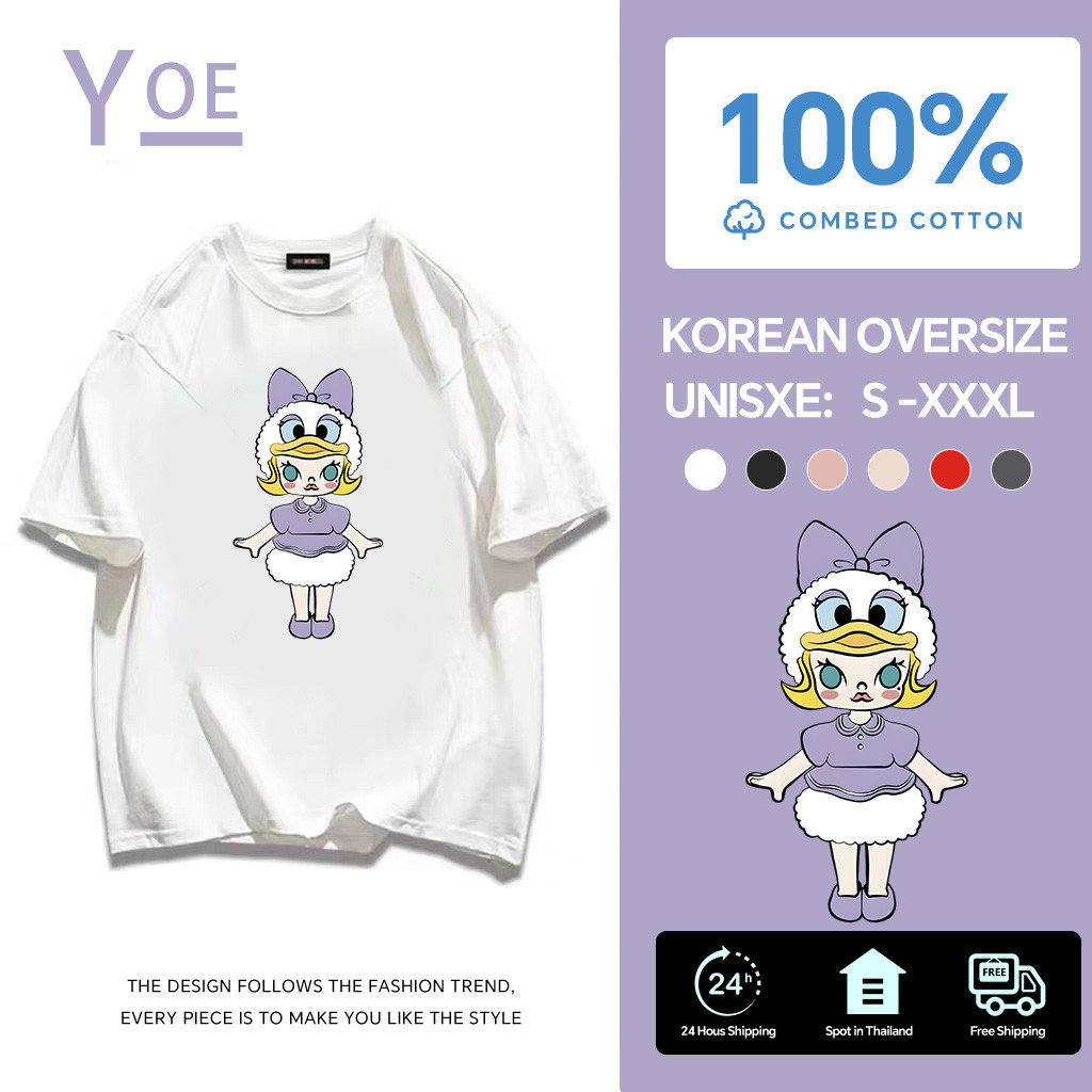 YE(จัดส่งตลอด 24 ชั่วโมง)🔥Printed T-shirt,molly เสื้อยืดคอกลม เสื้อสาวอวบ  เสื้อ over size