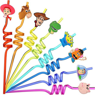 8 ชิ้น / ล็อต Toy Story Party Straws หลอดดื่มพลาสติก
