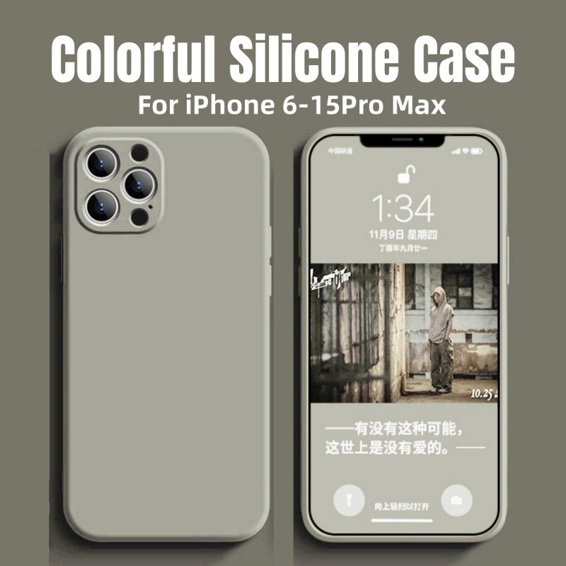 เคสซิลิโคนนิ่ม ทรงสี่เหลี่ยม หลากสี สําหรับ iPhone 15Pro Max 15Plus 14 13 Pro Max 12 11 Pro Max 7Plus 8 Plus 6 6s Plus 7+ 8+ XR Xs Max