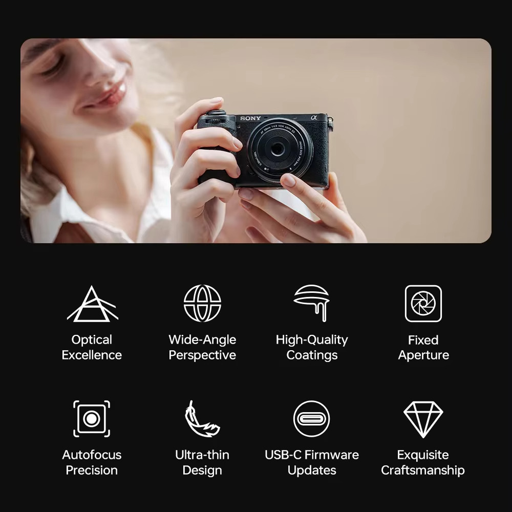 Viltrox 28mm F4.5 เลนส์แพนเค้กโฟกัสอัตโนมัติเลนส์เต็มกรอบ Retro Ultra-thin 60g สําหรับ Sony E Mount