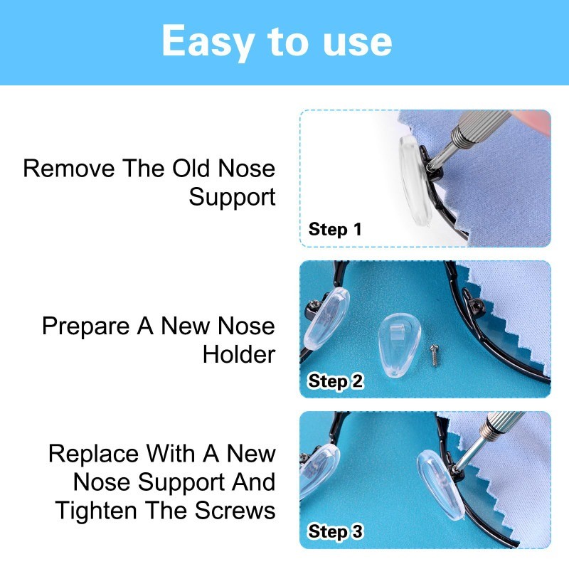 แผ่นรองจมูกแว่นตาพร้อมไขควง/ซิลิโคนห้องปรับอากาศวงเล็บจมูก/กันลื่นเปลี่ยนแผ่นรองจมูกซ่อมเครื่องมือ - รูปที่ 6
