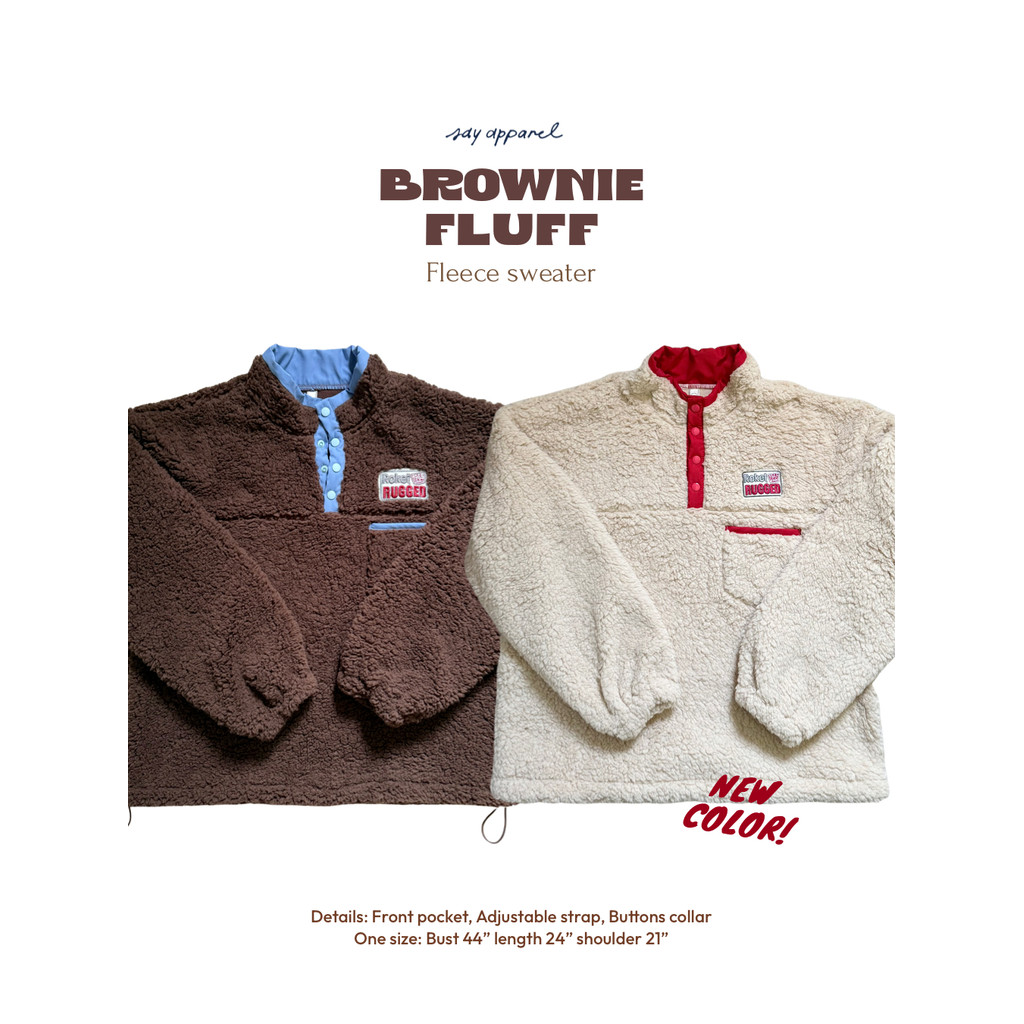 SAY APPAREL: พร้อมส่ง Brownie Fluff fleece sweater เสื้อแขนยาวขนนุ่มผ้าฟลีซ
