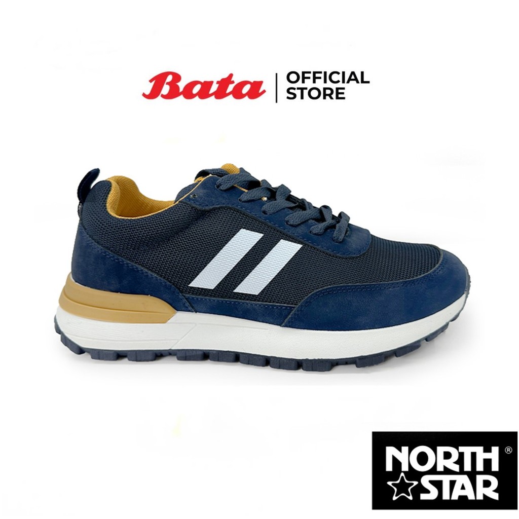 Bata บาจา by North Star รองเท้าผ้าใบสนีคเกอร์ แบบผูกเชือก สำหรับผู้ชาย สีเทา 8202057 สีกรมท่า 8209057