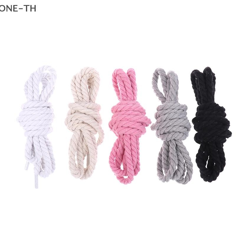 One-th 2 ชิ้นรอบเชือกหนา Laces โพลีเอสเตอร์ผ้าฝ้ายสีทึบ Laces 0.8 ซม.120 ซม.ความยาว Bold Shoelaces ใหม่