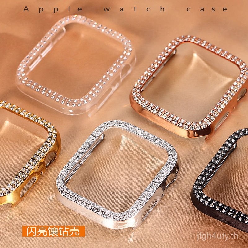 ใช้ได้กับเคสเพชร Apple Watch เคสป้องกันเก๋ไก๋ SE สำหรับ Apple Watch 1/2/3/4/5/6/7 พร้อมฟิล์ม HA3R