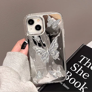 กระจกเงา case มีกระจก for iPhone 11 17 13 16 14 15 12 Pro Max 14 15 12 16 11 13 Pro เคสไอโฟน ลวดลายดอกไม้ต้นไม้