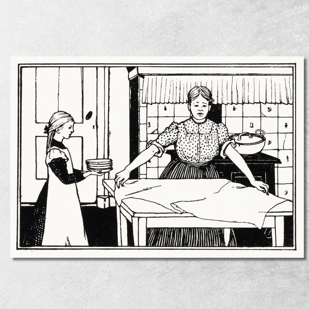 Woman And Girl Set A Table Julie de Graag, jdg70 ภาพพิมพ์บนผ้าใบแคนวาส