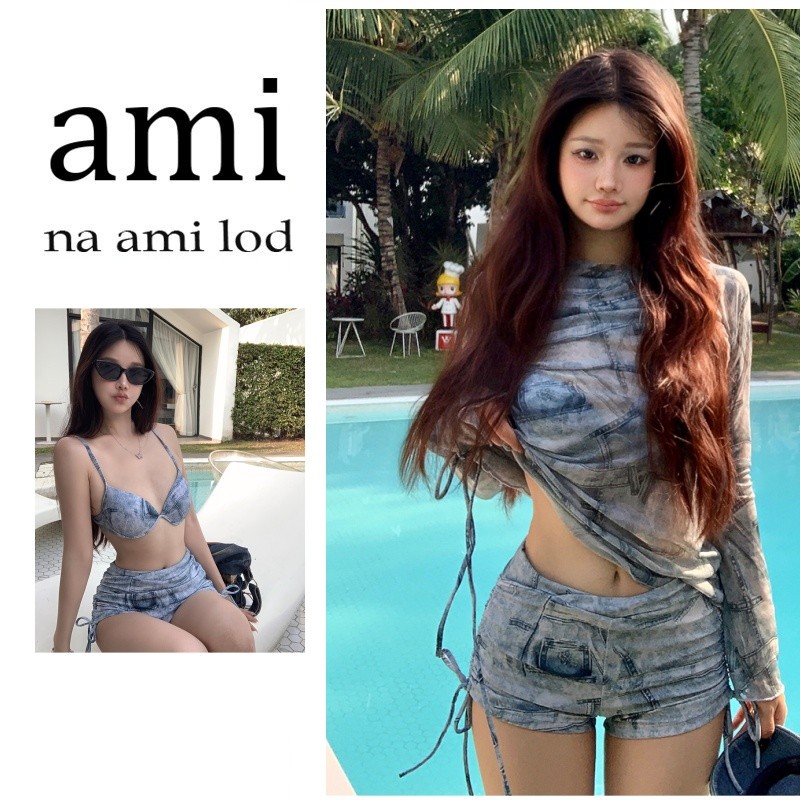 ถึงแฟชั่นชุดว่ายน้ําชุดสําหรับผู้หญิงแยกชุดว่ายน้ํากับชายหาดปกเสื้อเอวกางเกงขาสั้นเบาะว่ายน้ําเครื่อ