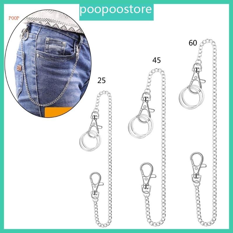 Poop แฟชั่น Punk กางเกงยีนส์โซ่สําหรับเข็มขัด Loop กระเป๋าสตางค์พร้อมสายคล้องกระเป๋าสตางค์