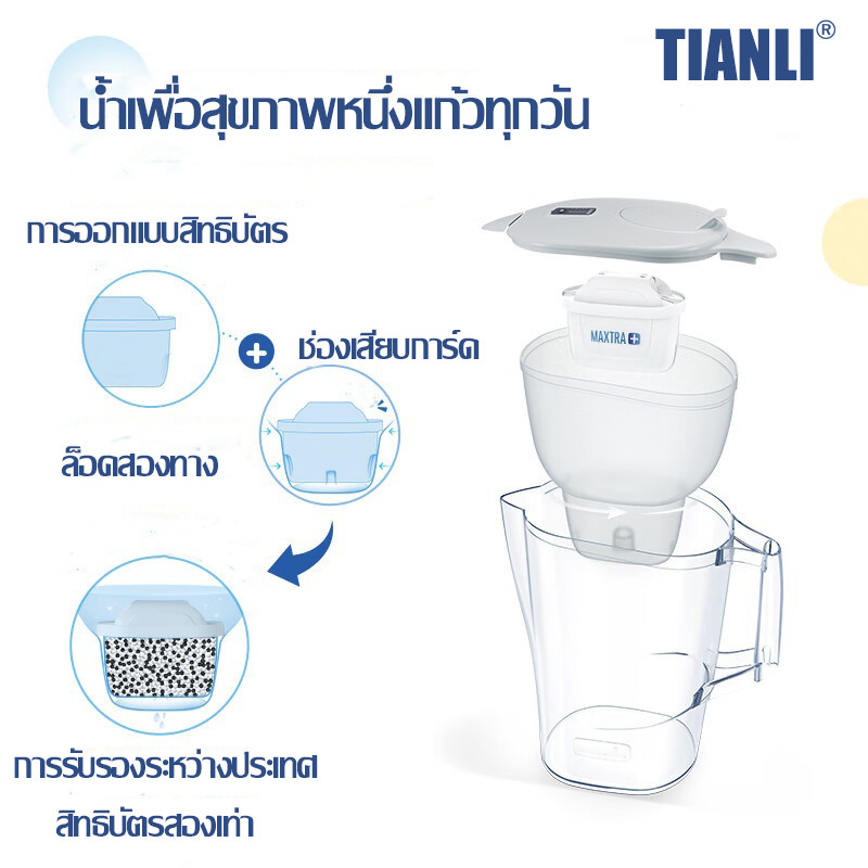 TIANLI Water filter jug เหยือกกรองน้ําดื่ม การกรอง4ชั้น เหยือกกรองน้ำ รุ่น 3.5L สีขาว ราคา ถูกที่สุด ดีลบีเคเค แกลเลอรีภาพที่ 4