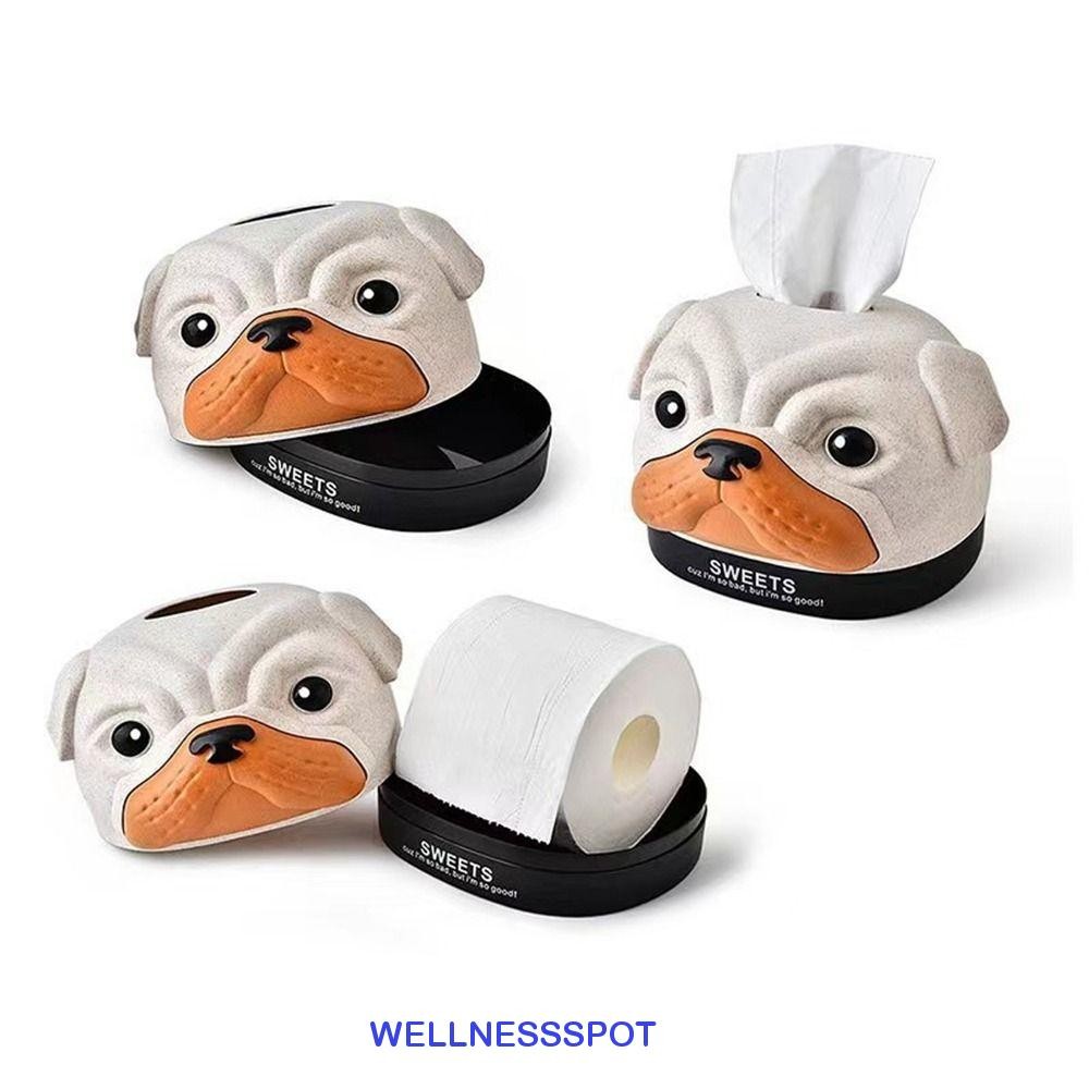 Wellnessspot กล่องทิชชู่สุนัข, กล่องกระดาษม้วนการ์ตูนน่ารักที่ไม่ซ้ํากัน, กล่องเก็บผ้าเช็ดปากแฟชั่นเรียบง่ายตลกห้องนั่งเล่น