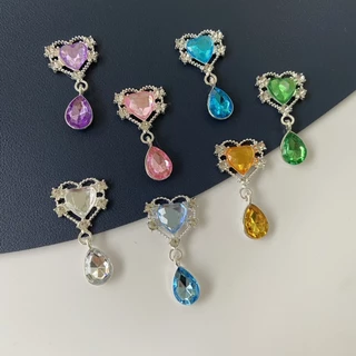ขนาดเล็กขนาดเล็กขนาดเล็กน้ําหนักเบาหัวใจ Silver-Plated ดอกไม้แผ่นเพชรหัวเข็มขัด Water Drop จี้อุปกรณ์เสริมผมเข็มกลัดอุปกรณ์เสริมวัสดุ