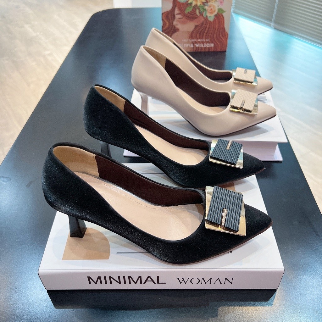 รองเท้าส้นสูงผู้หญิง BEAUTIFUL 7P พร้อม TOE SQUARE CLOSE WITH STONE - Caogot888