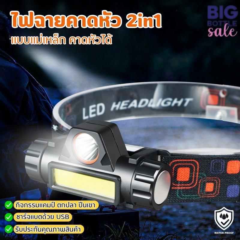 ไฟฉายคาดหัว คาดศีรษะ LED ไฟคาดหัว ชาร์จไฟได้ แสงไฟขาว ไฟฉายLED ใช้งานง่าย ไฟกรีดยาง แคมป์ปิ้ง