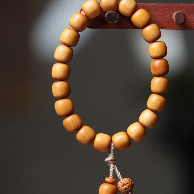 สร้อยข้อมือไม้จันทน์ลาวซานแบบเก่าขายดีพร้อมจี้วัชระขนาดเล็ก รุ่นปี 2025 สำหรับผู้ชายและผู้หญิง ลูกปัดสวดมนต์พุทธ