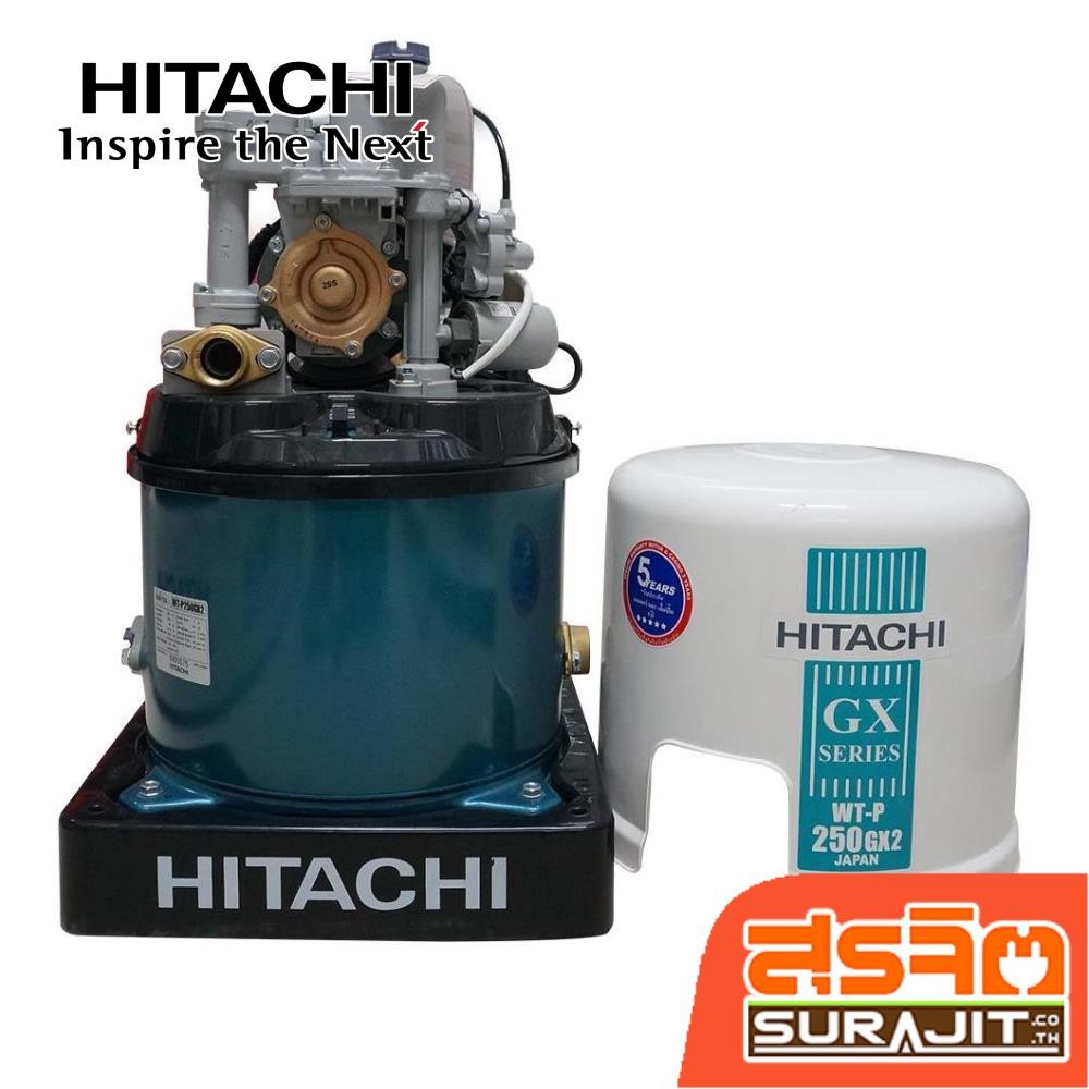 HITACHI ปั้มน้ำอัตโนมัติสำหรับบ่อน้ำตื้น/น้ำประปา 250Wระยะส่ง19ม. รุ่น WT-P250GX2 (3161)