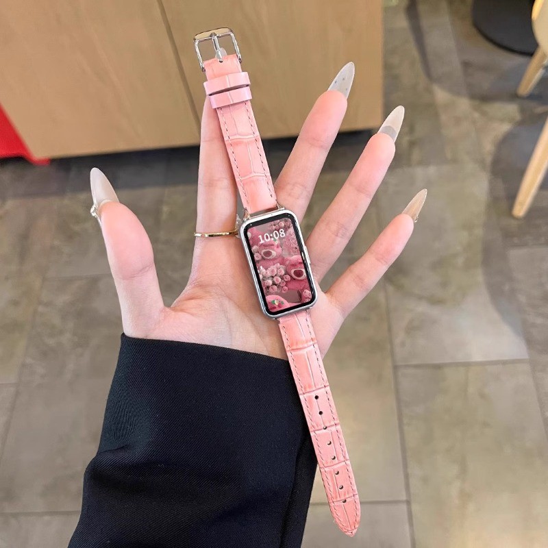 สายหนังแท้สําหรับhuawei Band 10 9 8 NFCนาฬิกาFit2 Fit3 GT 5pro 4 3 2 2pro 46 มม.42 มม.41 มม.43 มม.48 มม.สายนาฬิกาลายจระเข้สายรัดบุรุษเปลี่ยนสร้อยข้อมือ ราคา ถูกที่สุด ดีลบีเคเค แกลเลอรีภาพที่ 2