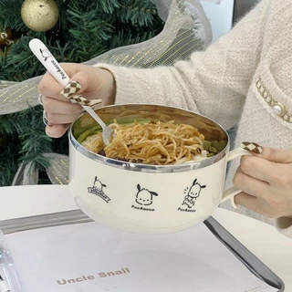 ชามบะหมี่กึ่งสำเร็จรูปสแตนเลส พร้อมฝาความจุขนาดใหญ่ระบายน้ำได้ชามบะหมี่กึ่งสำเร็จรูปกล่องอาหารกลางวันนักเรียนบะหมี่กึ่งส