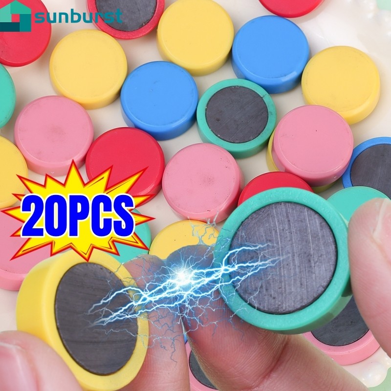 20 ชิ้นรอบแม่เหล็กติดตู้เย็น - กันน้ํา, อเนกประสงค์ - สติ๊กเกอร์ตู้เย็นที่แข็งแกร่ง - แม่เหล็กลูกปัดแม่เหล็ก - DIY Craft ตู้เย็น Pin Decor- สําหรับสํานักงานข้อความไวท์บอร์ด