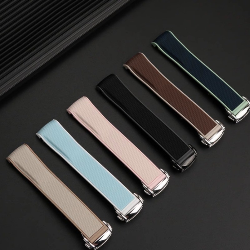 สายรัดปลายโค้ง 20 มม. สําหรับ Omega X Swatch Joint MoonSwatch สําหรับ Snoopy กีฬายางซิลิโคนพับหัวเข็มขัดนาฬิกาสําหรับ Seamaster 300